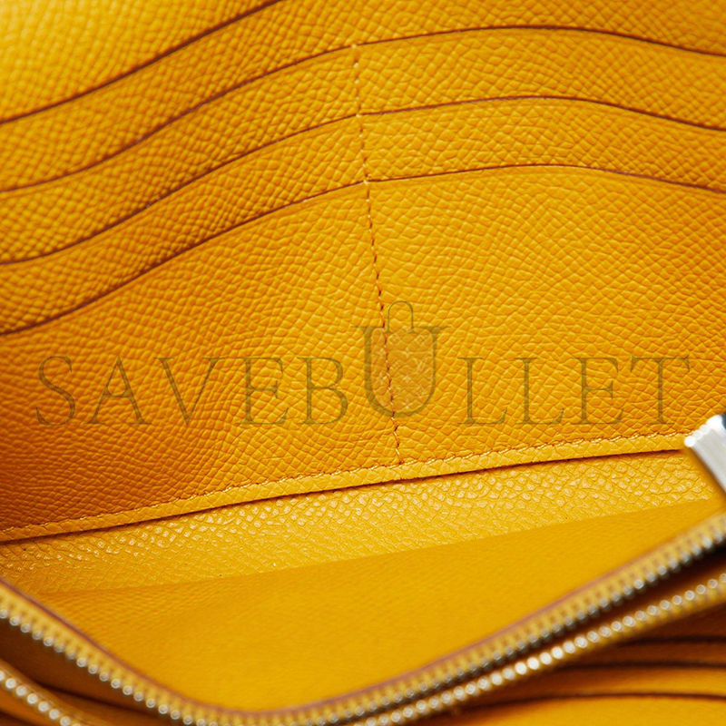 HERMES JAUNE EPSOM LEATHER KELLY LONGUE WALLET PALLADIUM HARDWARE (20*12*2cm)